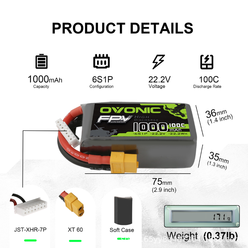 2Pcs OVONIC 1000mAh 100C 22.2V - Drone Zll Rc recensie en prijs