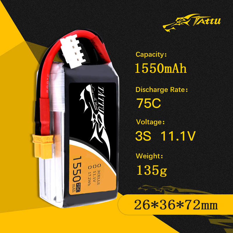 TATTU 3S 11.1V 1550mAh 75C LiP - Drone Zll Rc recensie en prijs